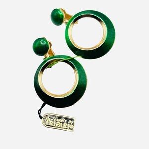 Vintage Jewels by Trifari Green Enamel Drop Earrings